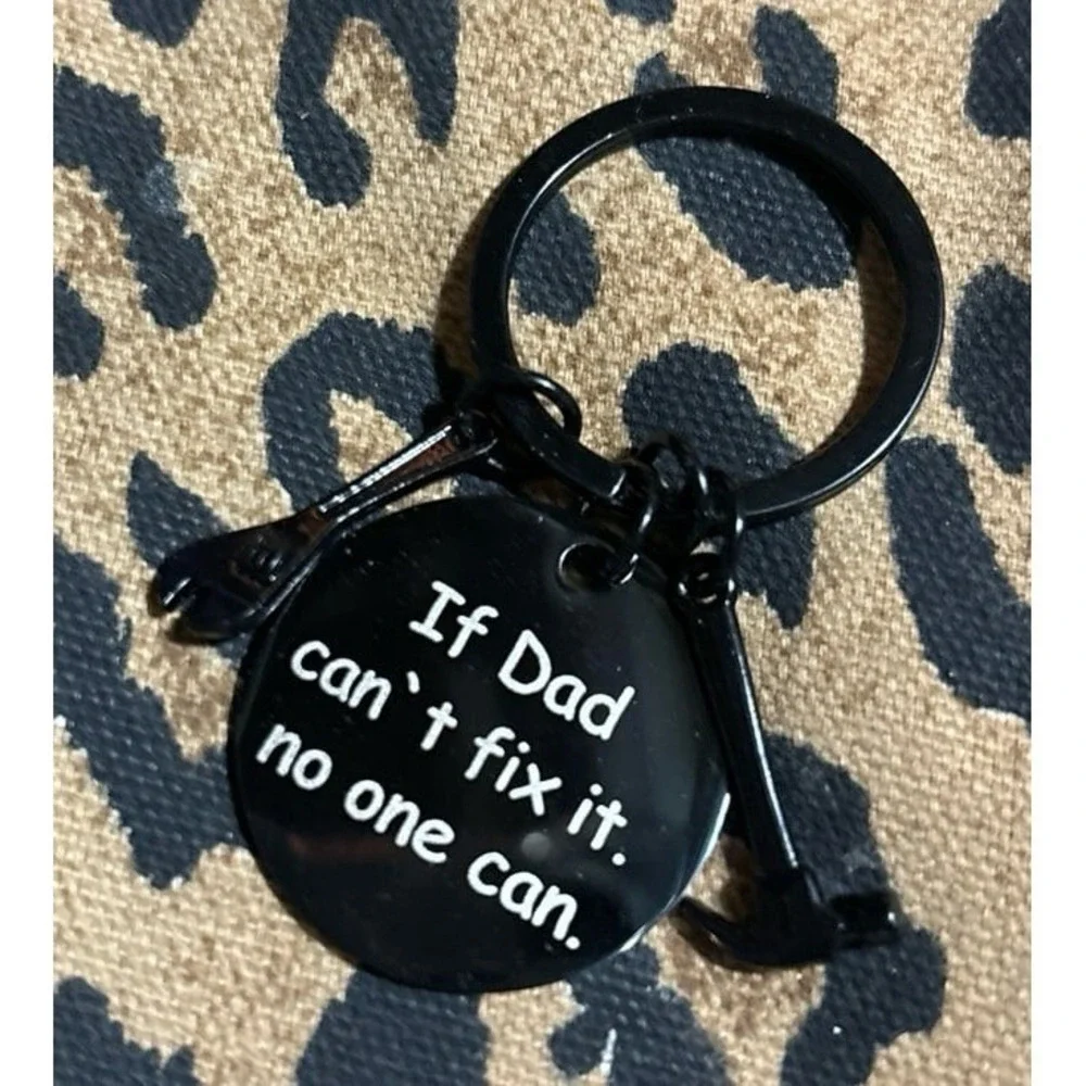 NEW Black Metal Gift Keychain - If Dad Can't Fix It, No One Can